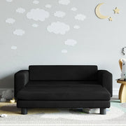 Divano per Bambini con Poggiapiedi-Sofa-Divanetto Nero 100x50x30 cm in Velluto