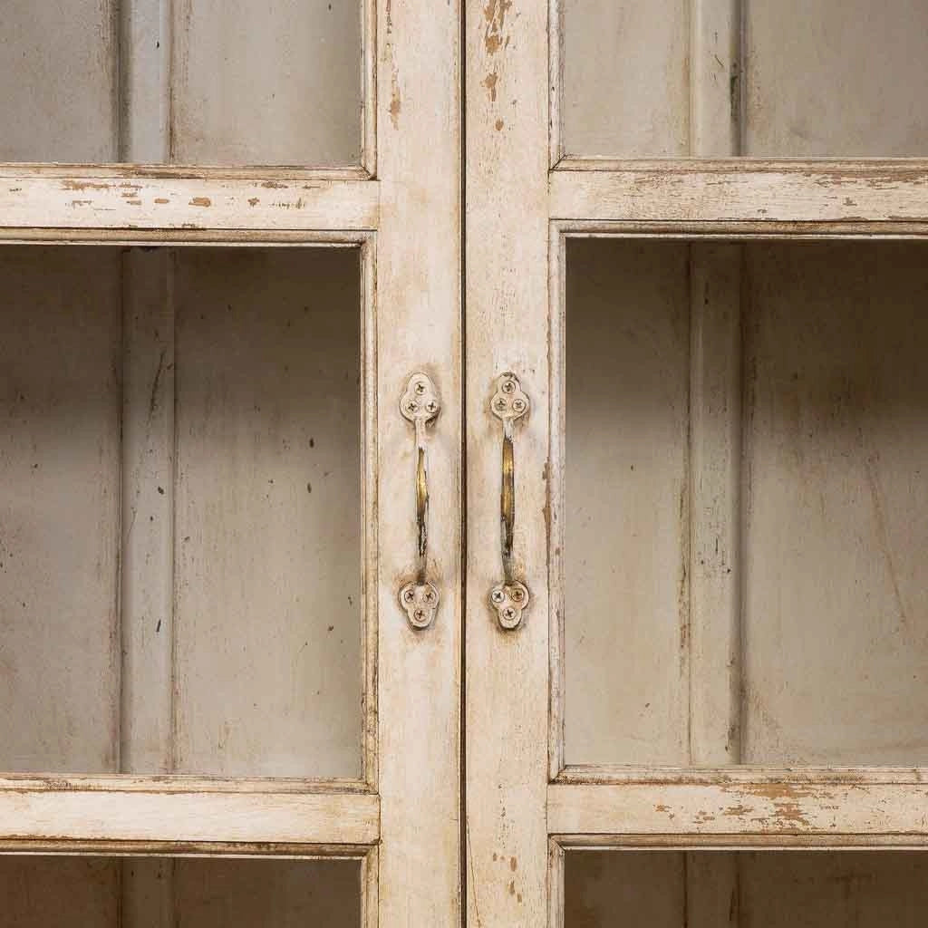 Vetrina in legno beige fatta a mano 105x40x180h cm