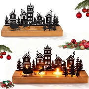 Decorazione di Natale per tavola - houder per candele in legno - centro tavola - oggetto decorativo per tavolo - Natale - oggetto decorativo per finestra - oggetto decorativo per soggiorno - oggetto decorativo per sala da pranzo