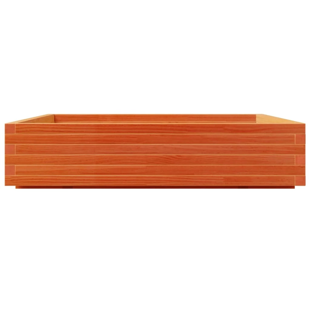 Fioriera rialzata per piante fiori patio giardino finitura a cera 110 x 110 x 26,5 cm legno di pino massiccio marrone 02_0038426