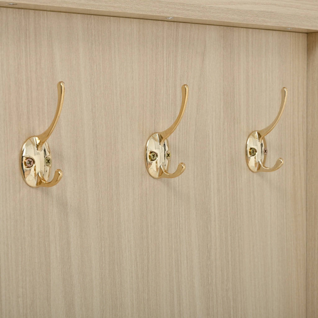 Armadio con ante curve, bastone appendiabiti e cassetti, in MDF rovere, per camera da letto e ingresso, 80 × 50 × 179 cm