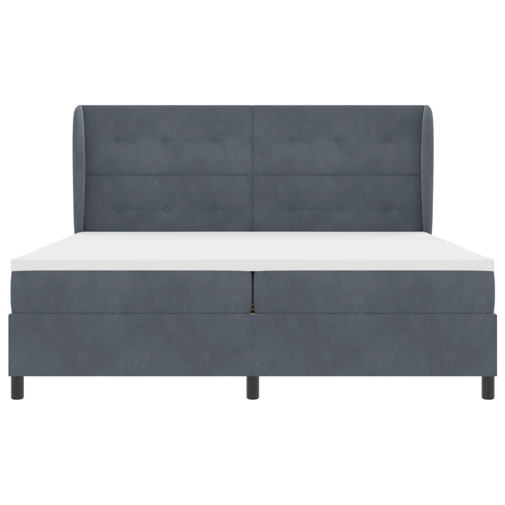 Letto con Rete a Molle e Materasso Grigio Scuro 200x200 cm Velluto