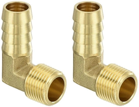 Connettori a T per tubi 1/2 pollici x 3/8 pollici, 90 gradi, 2 pezzi, per acqua e aria, in acciaio inox.