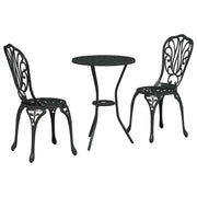 Set Bistro da Giardino 3 pz | Set Salotto da Giardino Nero Alluminio