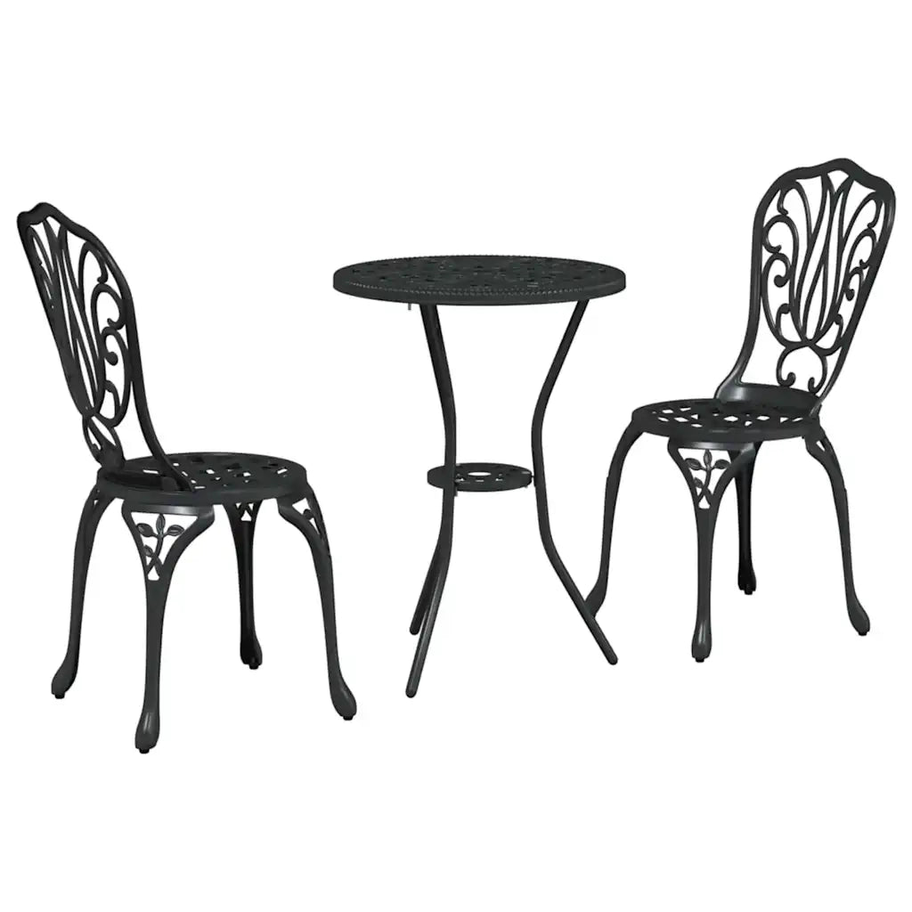 Set Bistro da Giardino 3 pz | Set Salotto da Giardino Nero Alluminio