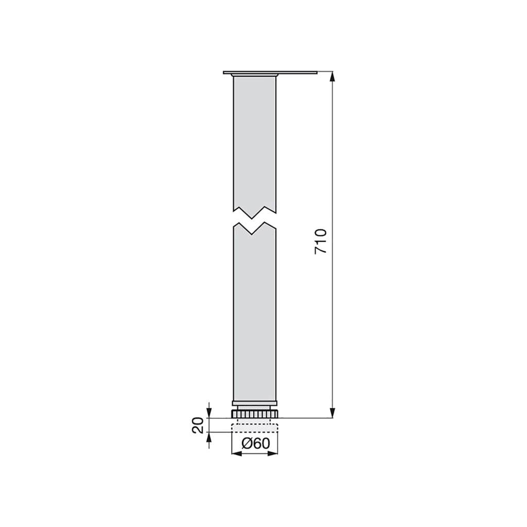 Kit 4 Gambe per Tavolo Regolabili Ø6x71/73 cm in Acciaio Cromato Emuca