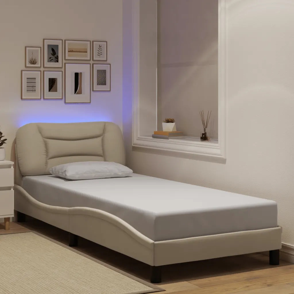 Giroletto con LED senza Materasso Hvar Crema 80x200 cm in Tessuto 3213667