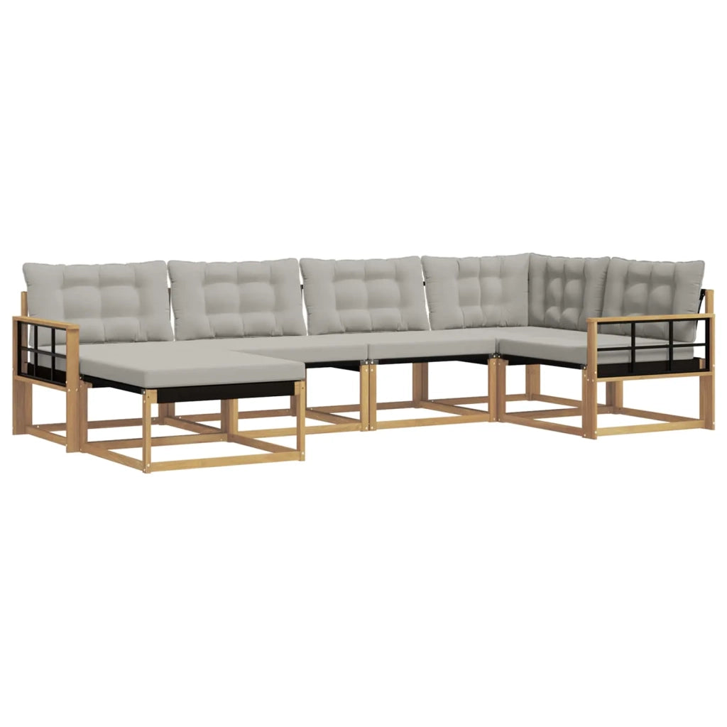 Set di divani da esterno 6 pcs Bianco e Grigio Chiaro