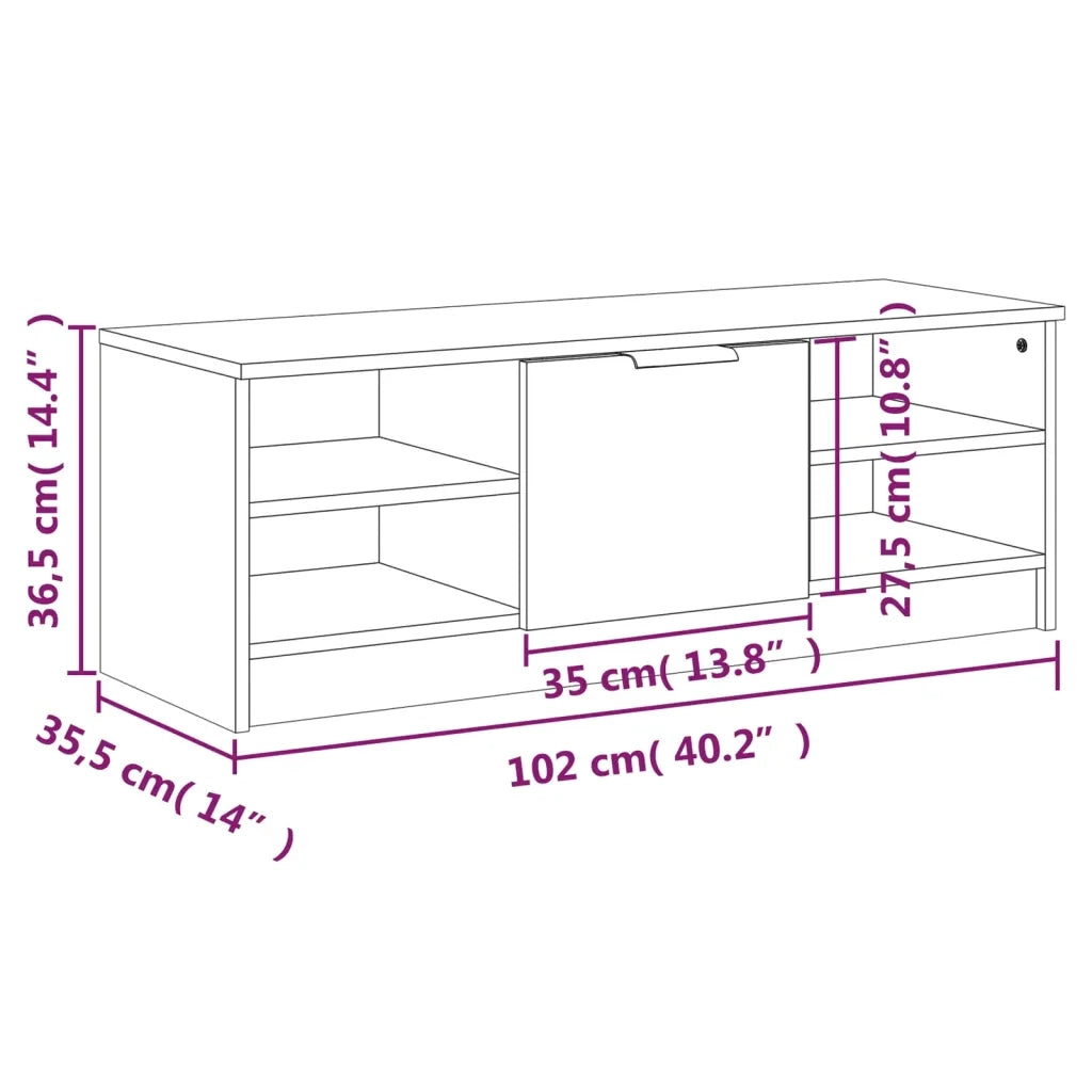 Mobile TV Rovere Fumo 102x35,5x36,5 cm in Legno Multistrato