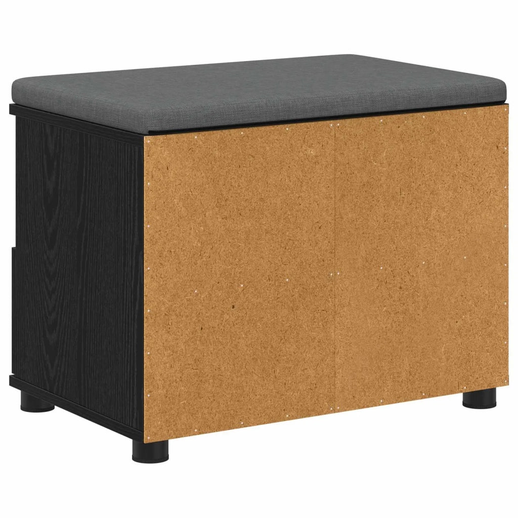 Panca per ingresso con cuscino-Sgabello-Panca da Corridoio Rovere Nero 60 x 38 x 46 cm 666604