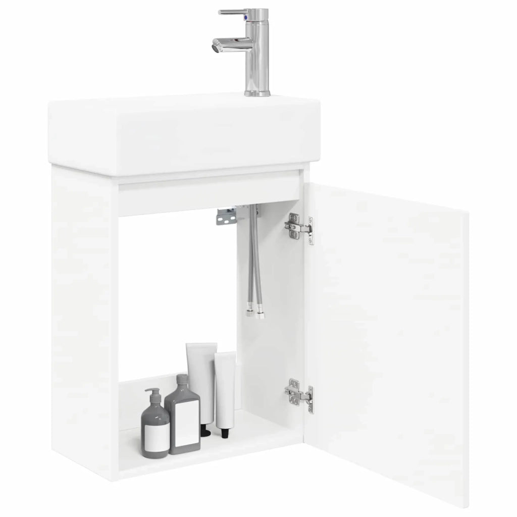 Mobile bagno con rubinetto Bianco 45,5 x 22,5 x 84 cm