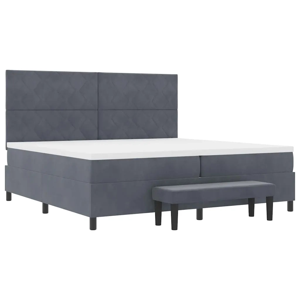 Letto a molle con testiera Grigio scuro 200 x 200 cm Velluto 3344601