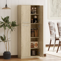 Mobile Contenitore Minimal 59x31x155 cm con 2 Armadietti e Mensole Regolabili in Legno Rovere