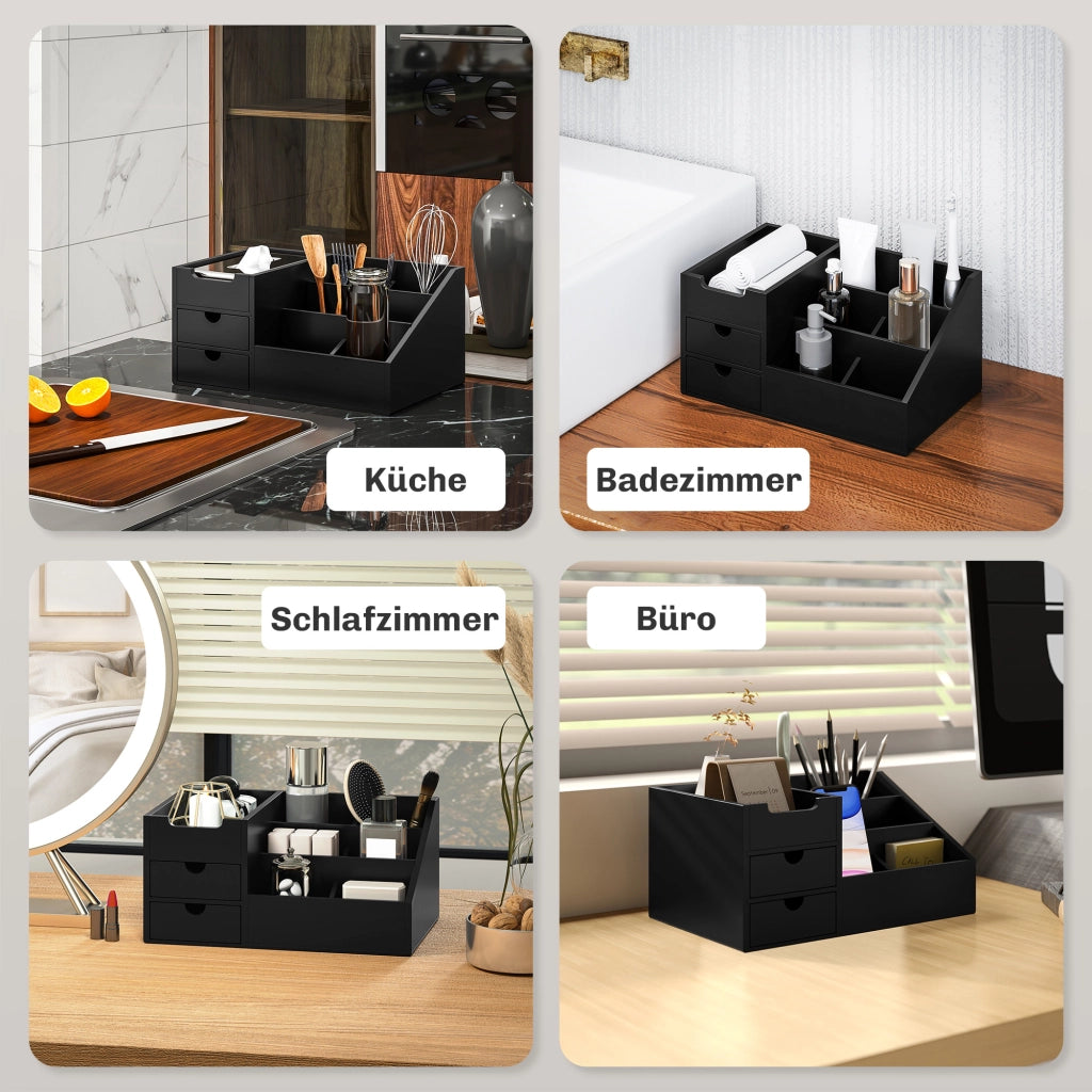 Organizzatore Scrivania 2 Cassetti Box Ufficio ¨C Minimal ¨C Nero 33x20.5x15.5cm