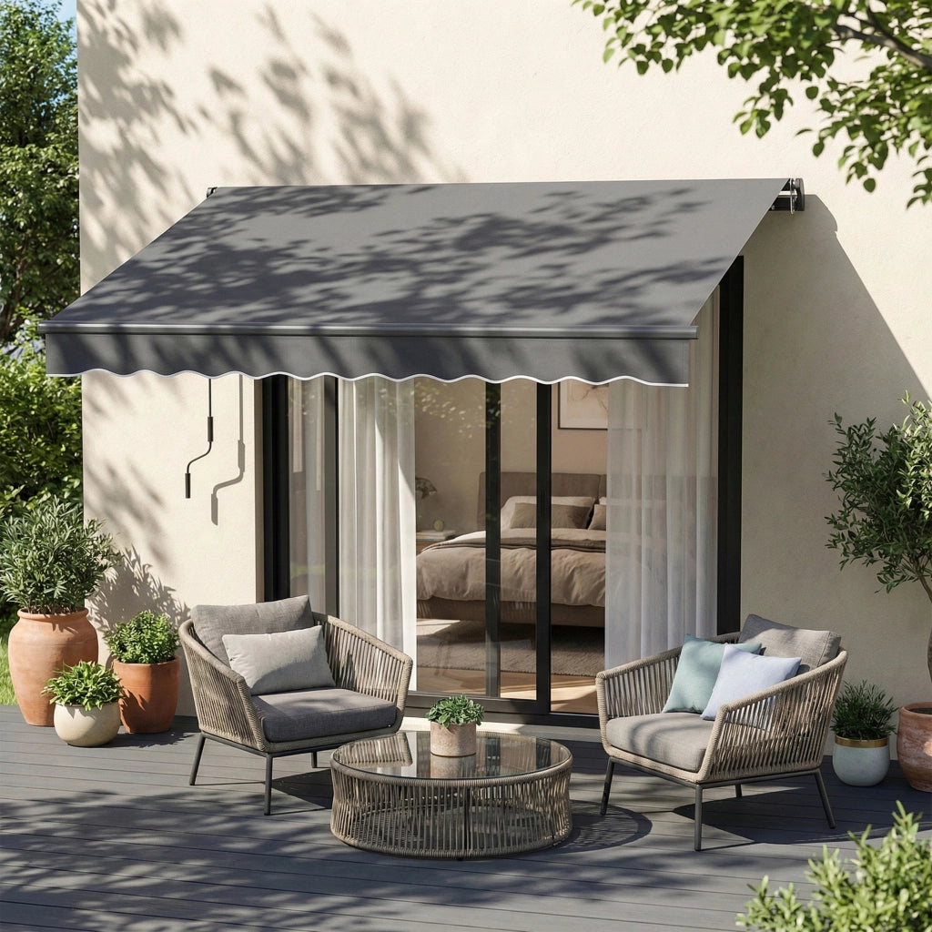 Tenda da giardino retrattile ¨C zephmum ¨C grigio 3.5x3m
