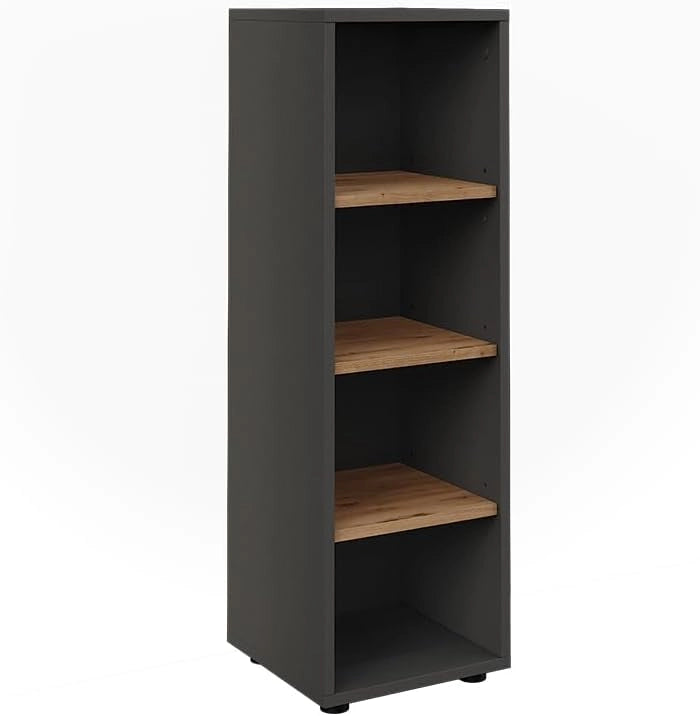 Mobiletto midi Irma, Antracite/Artisan, 30 x 95 cm 4 vani portaoggetti, per la conservazione di articoli da bagno e prodotti per la cura personale
