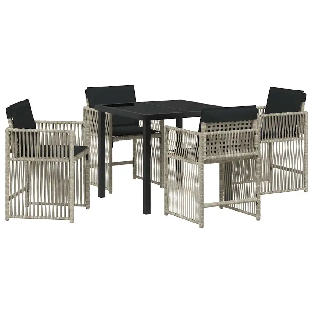 Set da Pranzo per Giardino 5 pcs Grigio chiaro polyrattan 3380789