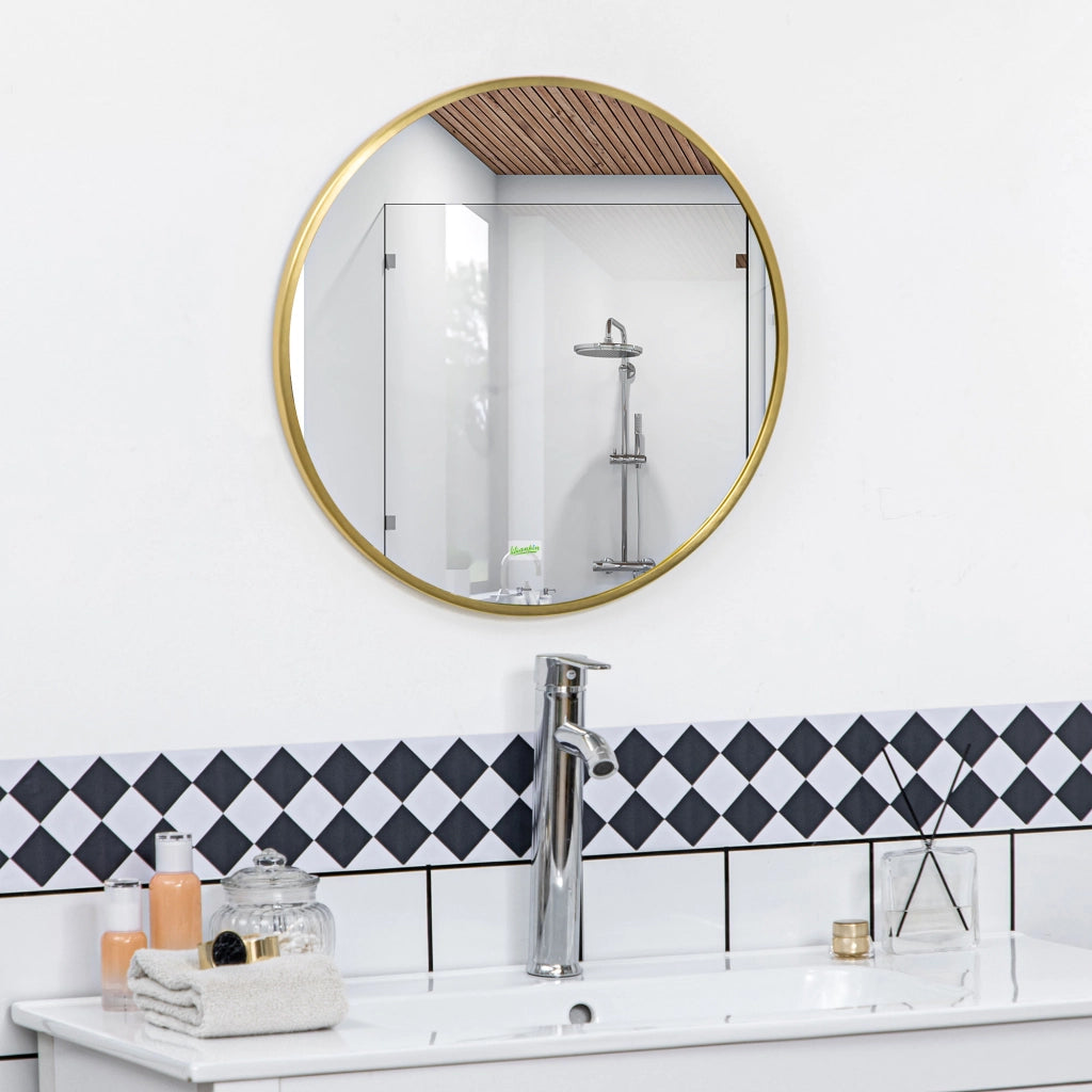 Specchio Tondo da Parete ¨C zephmum ¨C Oro, ?50 cm