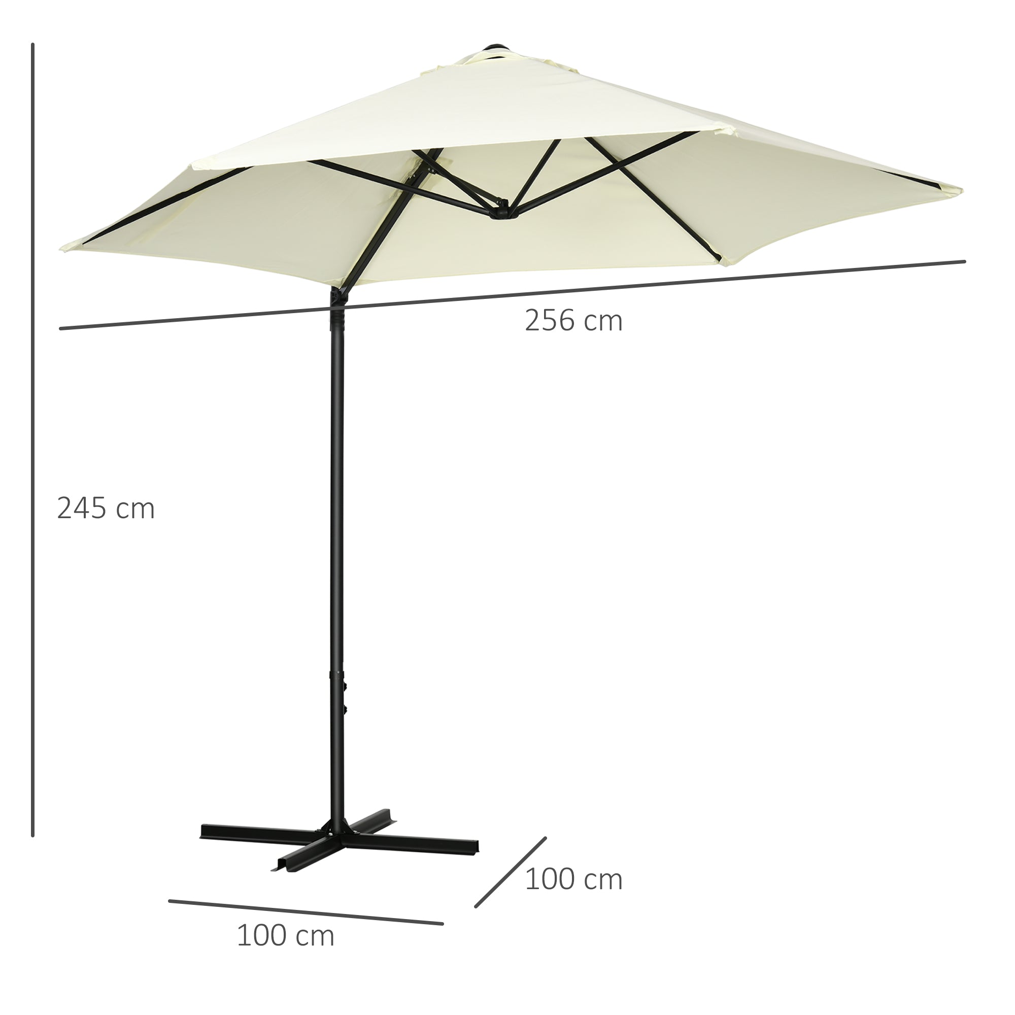 Ombrellone da Giardino a Sbalzo Ø256x245 cm con Rotazione a 360 Beige