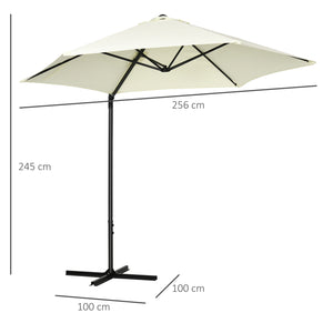 Ombrellone da Giardino a Sbalzo Ø256x245 cm con Rotazione a 360 Beige