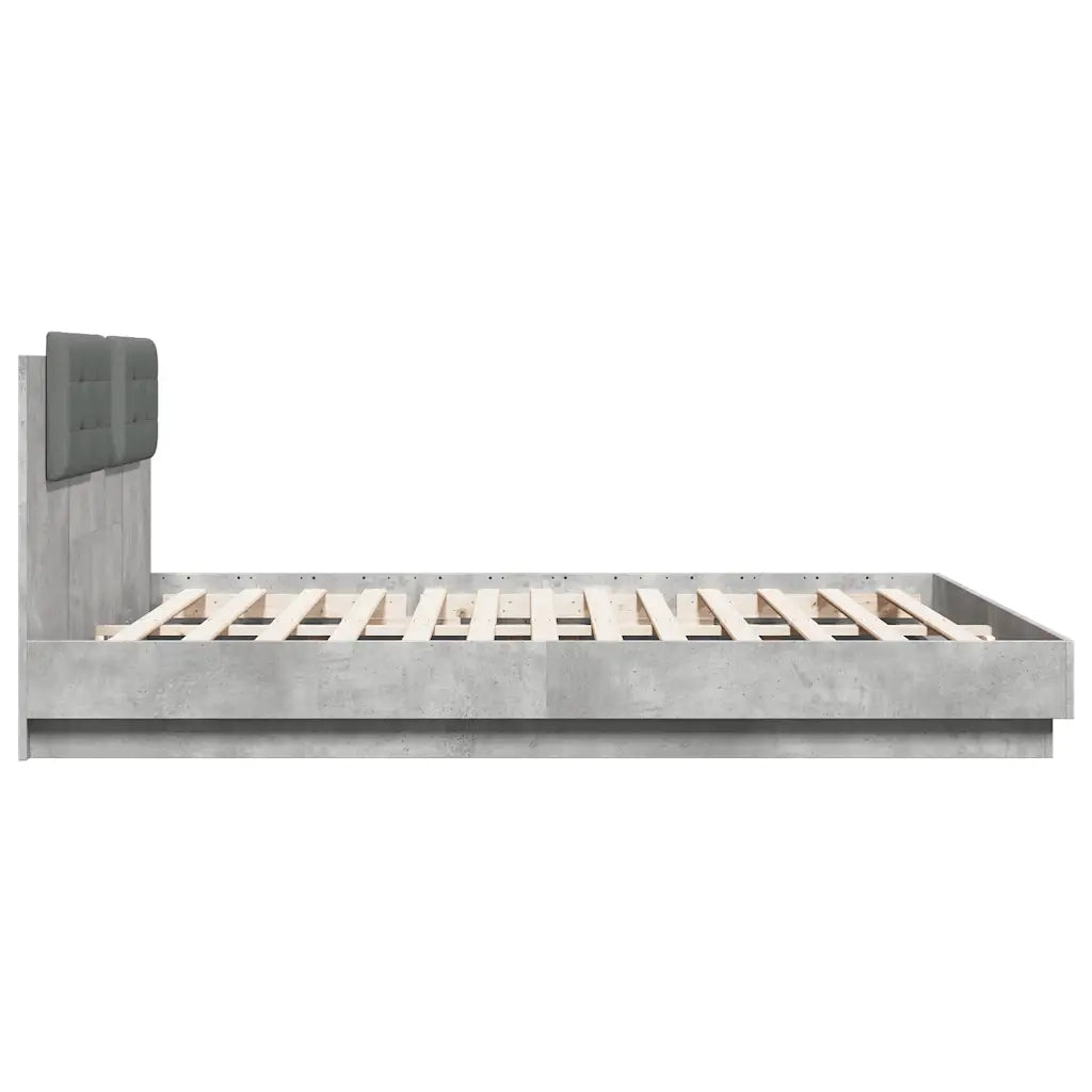 Giroletto con Testiera e LED Grigio Cemento 180x200 cm 3209992