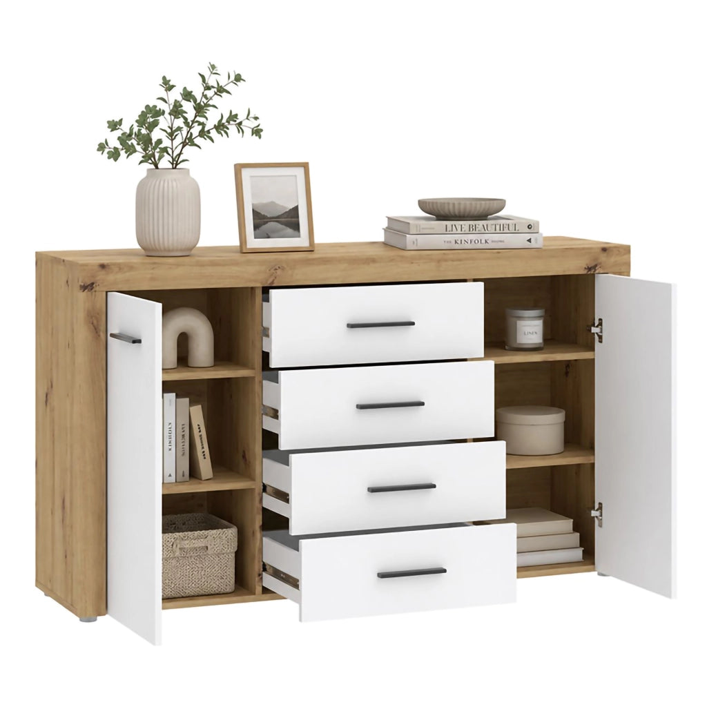 Madia Lemaseti, Credenza 4 Cassetti, 155x42x88h cm Marrone Rovere