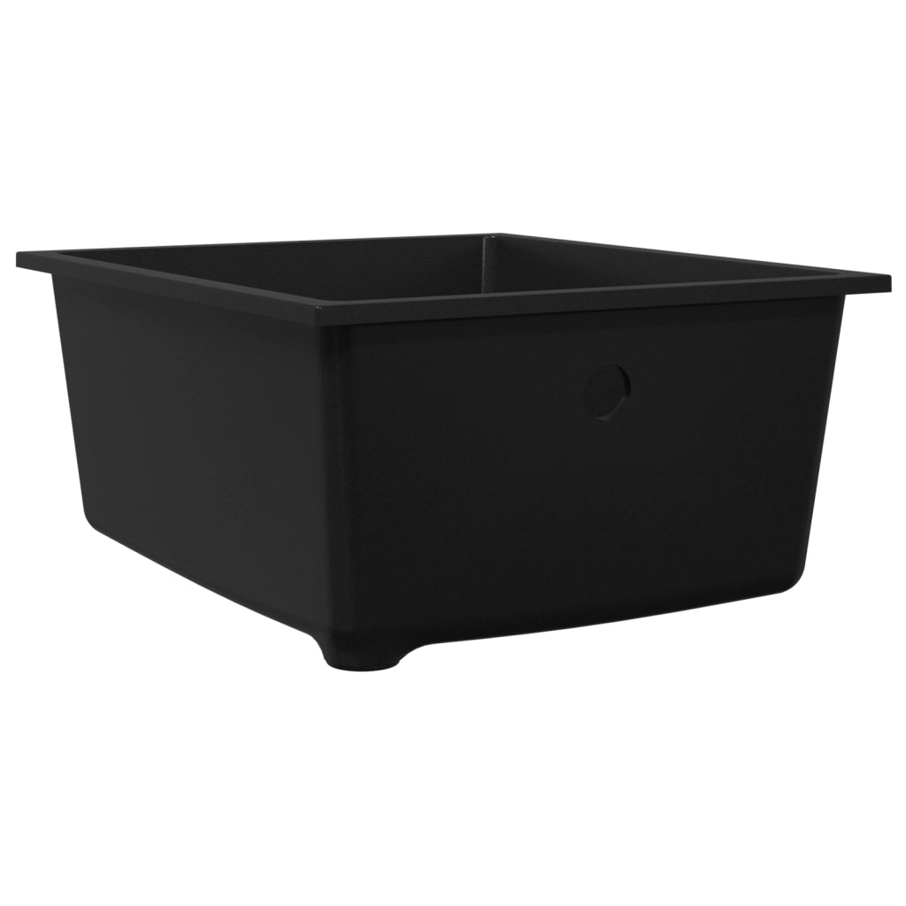 Lavello da Cucina con Foro di Troppopieno in Granito Nero
