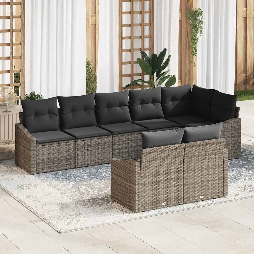 Set di divani con cuscino 8 pcs Grigio polyrattan 3346769