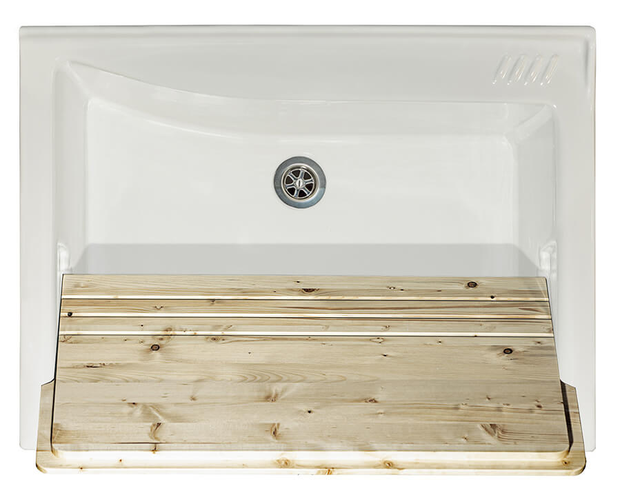 Mobile Lavatoio 83x60x87 cm 2 Ante Asse in Legno Montegrappa Acqua Marella Bianco Lucido