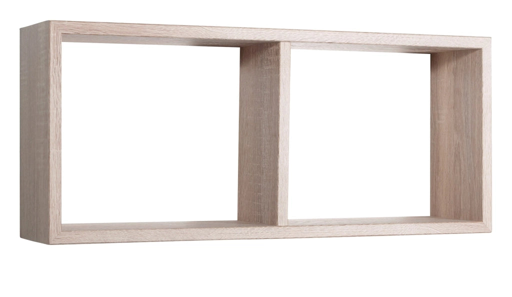 Mensola Rettangolare 2 Scomparti da Parete 70x30x15,5 cm in Fibra di Legno Morgana Rovere Sagerau