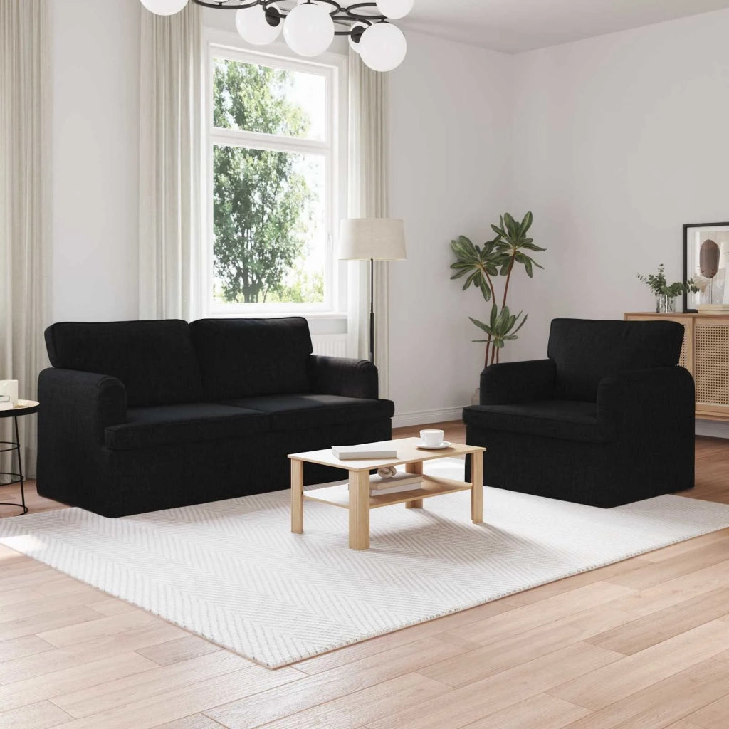 Divano 2 pcs Nero 162 x 80 x 85 cm Tessuto