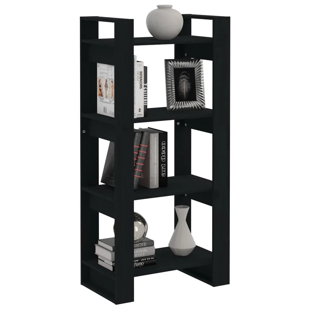 Libreria/Divisorio Nero 80x35x125 cm Legno Massello 813888