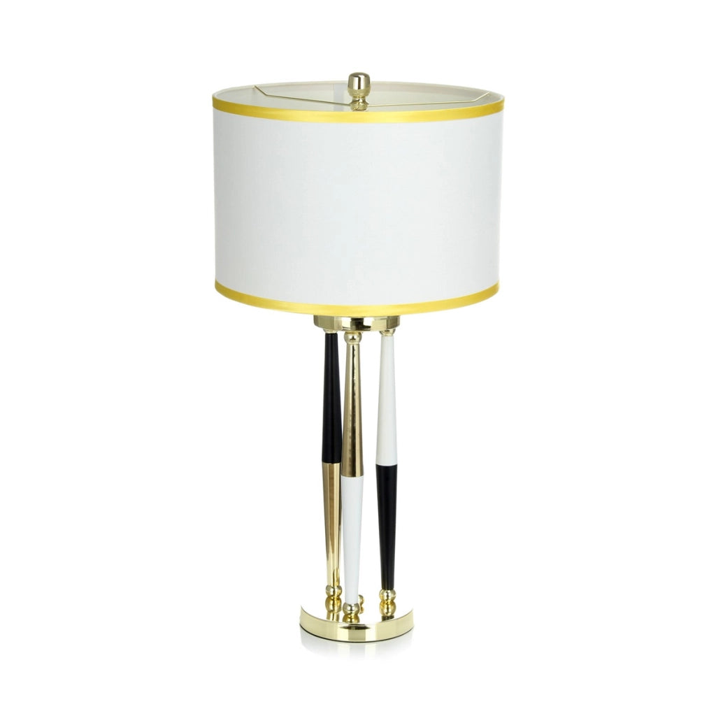 Lampada da tavolo e terra Paralla in metallo oro e bianco