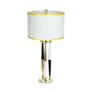 Lampada da tavolo e terra Paralla in metallo oro e bianco