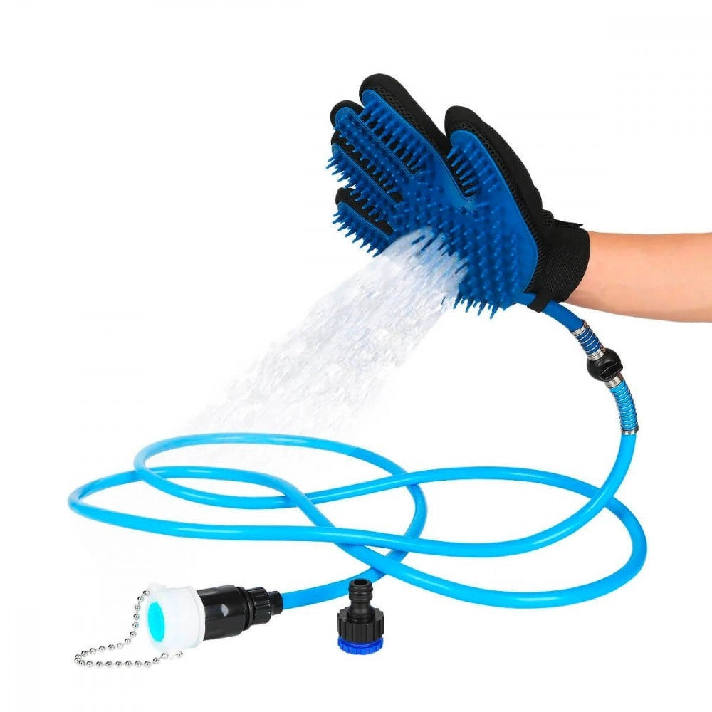 Trade Shop - Guanto Massaggiante Doccia Cl-018 Per Animali Tubo Integrato Aggancio Universale -