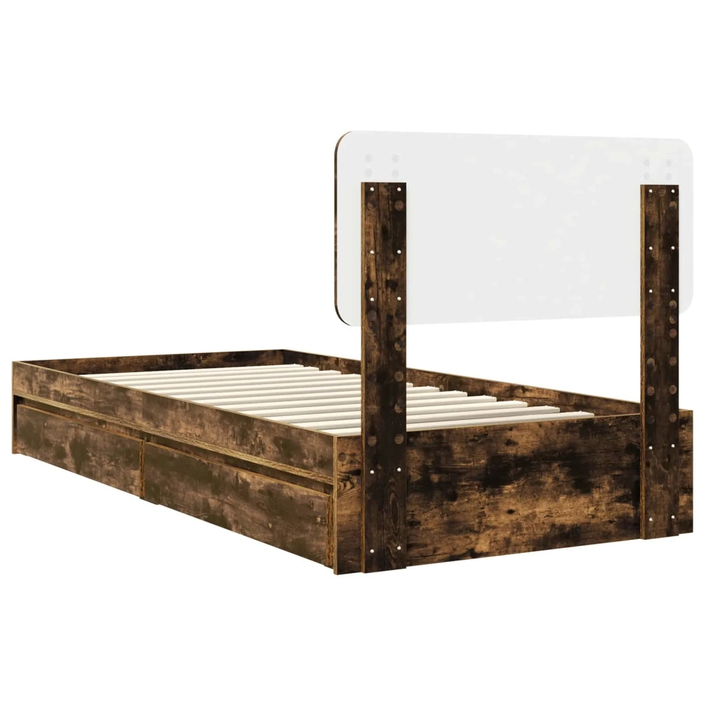 Letto con Contenitore Rovere fumé 75 x 190 cm Legno multistrato