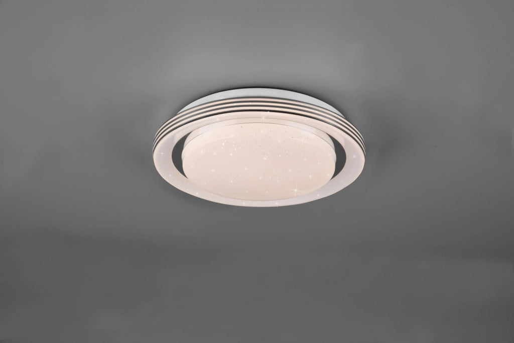 ATRIA PLAFONIERA LED 10,5W 1080lm, 3000 - 6000K CON TELECOMANDO MULTIFUNZIONE CON DIFFUSORE EFFETTO CIELO STELLATO D.27CM DIMMERABILE