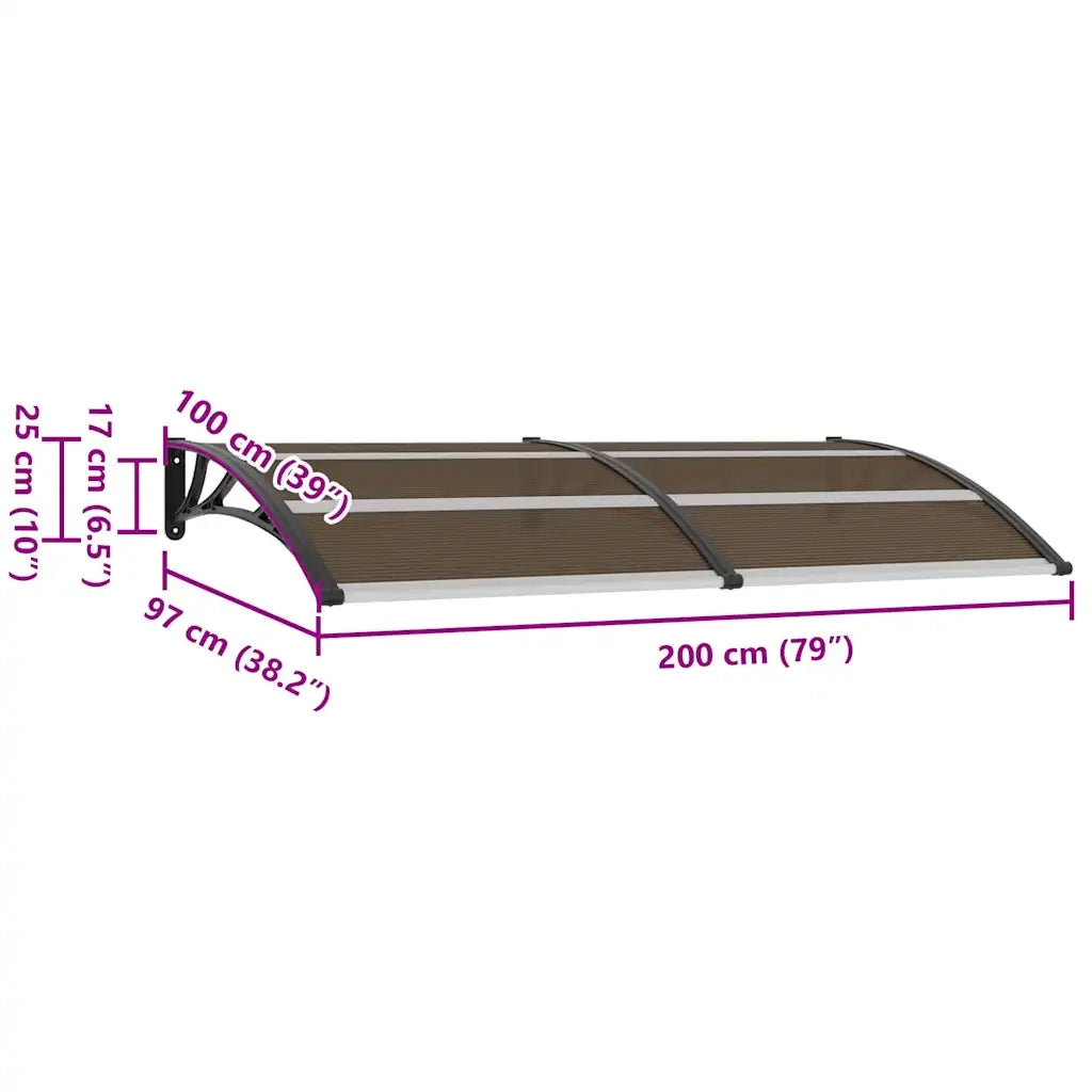 Pensilina per Porta Nera 200x100 cm in PC CFW1428178