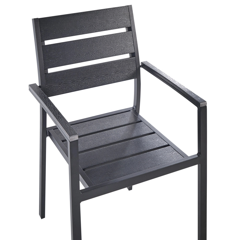 Set di 6 sedie da giardino da pranzo nero con schienale a doghe in alluminio anodizzato set di sedie da esterno