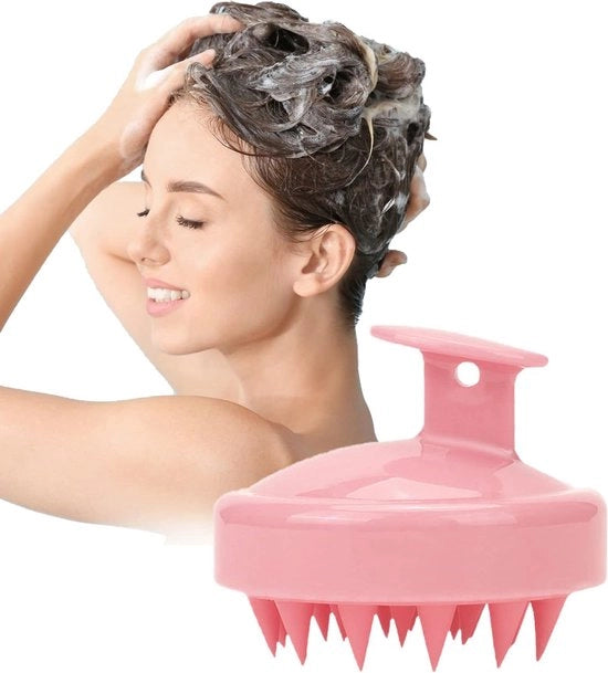 Borsetto di massaggi per capelli, spazzola per capelli in silicone per peeling e massaggi per migliorare la circolazione della pelle del cuoio capelluto, rosso