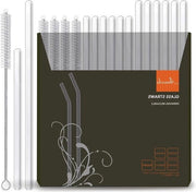 Set di Rietti in Vetro Reutilizzabili - Rietti Corti e Lunghi - Set di Spazzole per Pulizia - Rietti per Bubble Tea e Cocktail