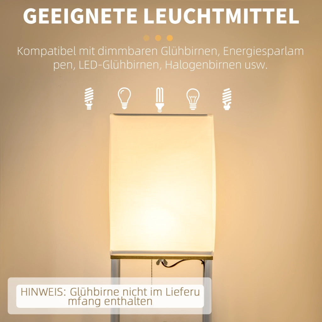 Lampada da terra con scaffali ¨C zephmum ¨C bianco/marrone 26x26x159cm