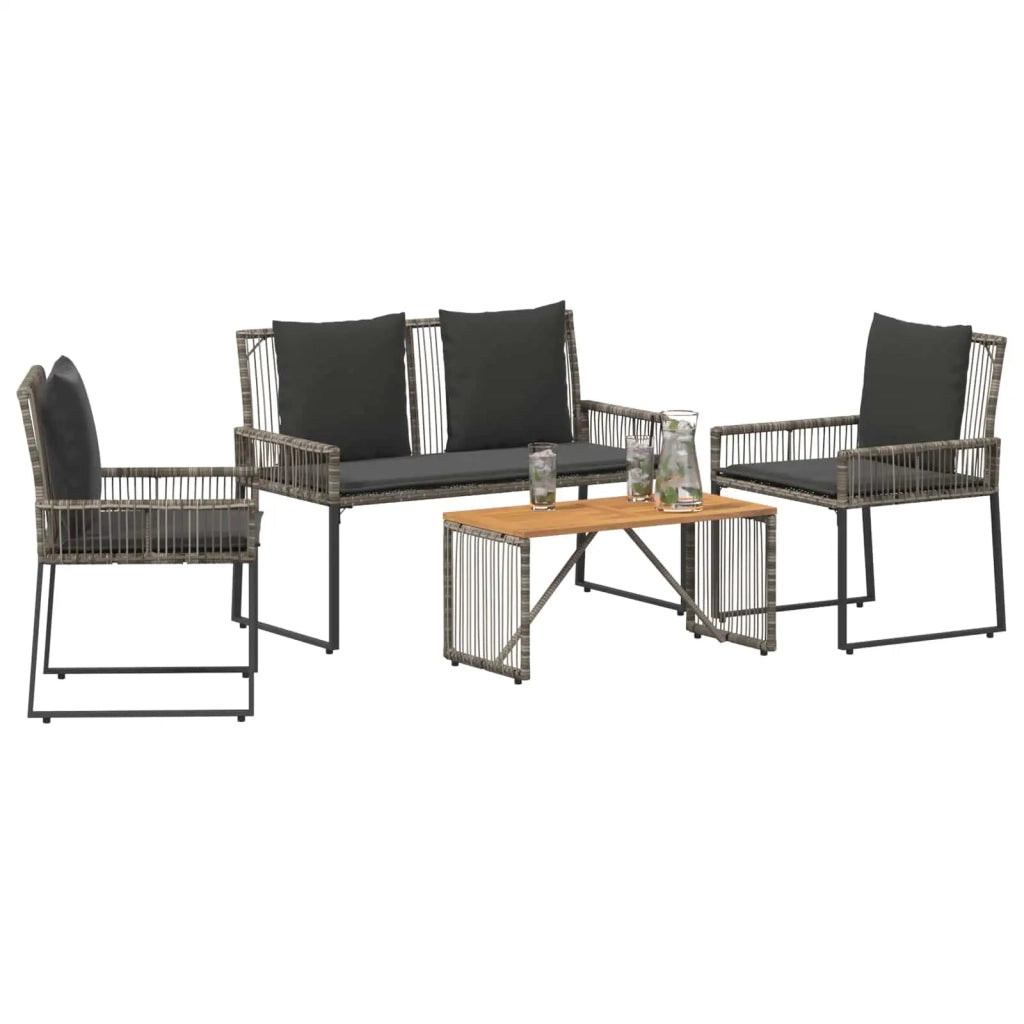Set di Mobili da Esterno 9 pz | Set Salotto da Giardino Grigio e Grigio Scuro polyrattan