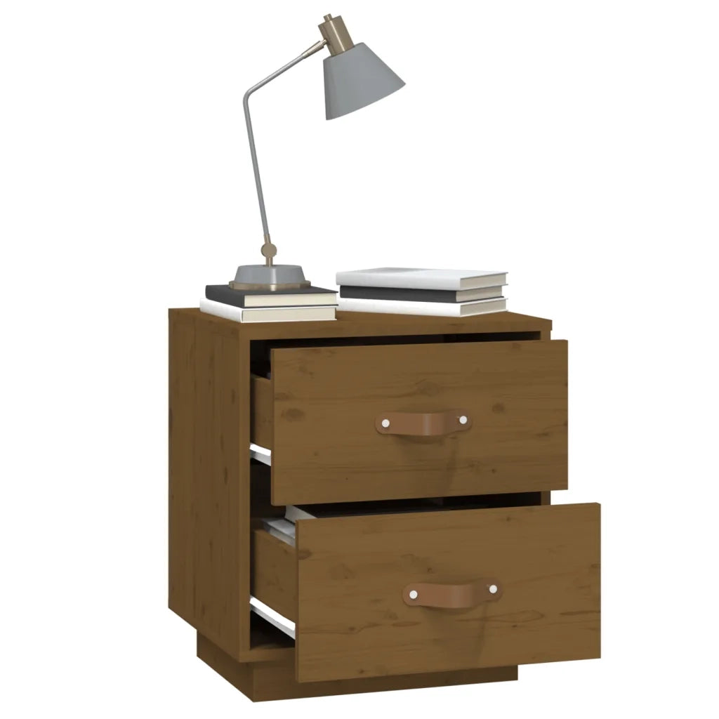 Comodino Marrone Ambrato 40x34x45 cm in Legno Massello di Pino 818331