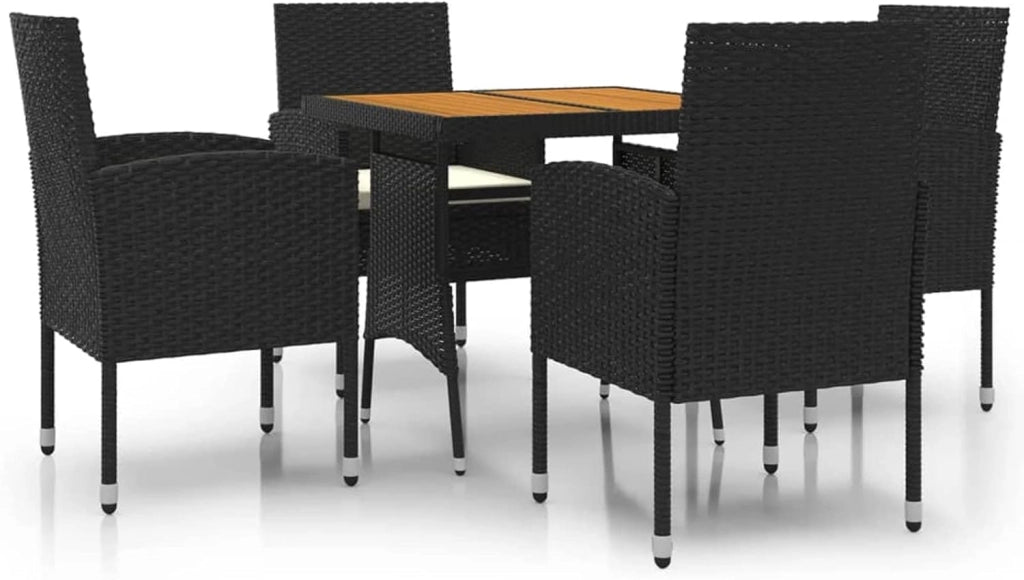 Set da pranzo da giardino 5 pezzi, tavolo e sedie terrazza, set tavolo e sedie da giardino, set di mobili da giardino, set di terrazza, rattan sintetico nero