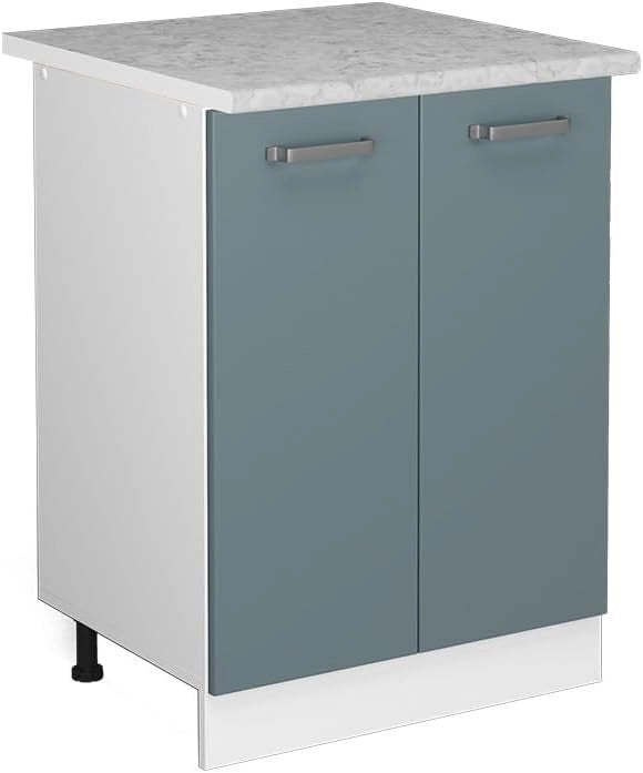 Base universale R-Line, Grigio-blu, 60 cm con ante, senza piano di lavoro, per la conservazione di utensili domestici e prodotti per la pulizia