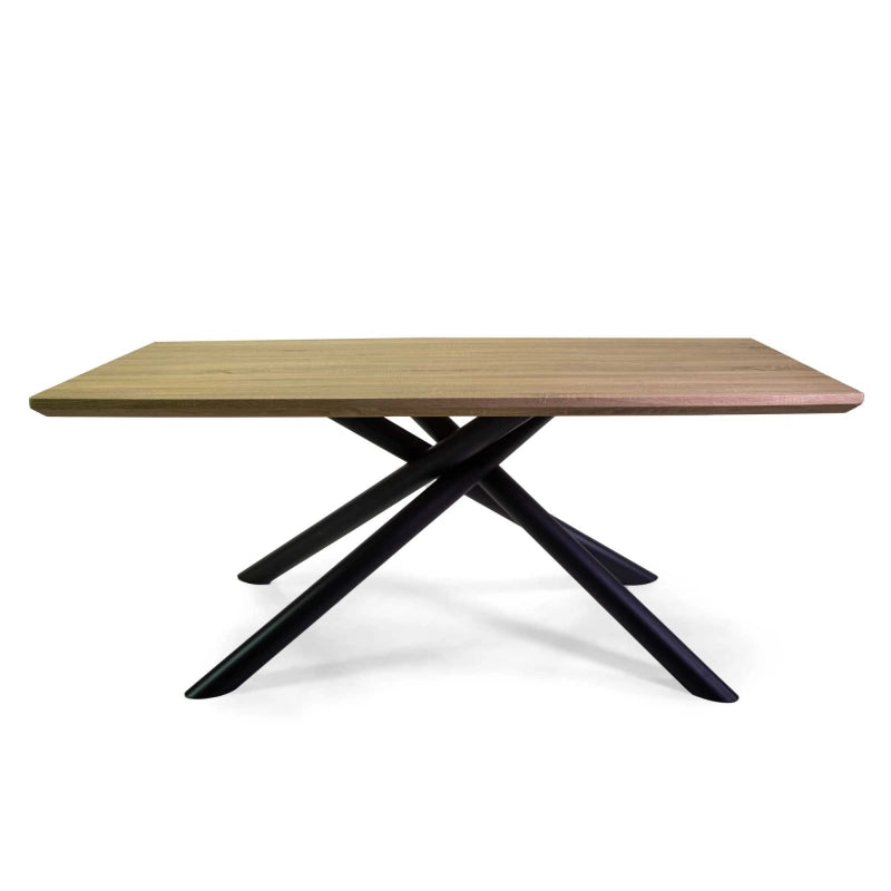 Tavolo metallo Canberra nero con top legno naturale cm 180x90h75