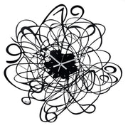 Orologio da parete Big Doodle Ø90 cm in ferro nero con numeri e cornice intrecciata Design moderno decorativo Lancette bianche Made in Italy