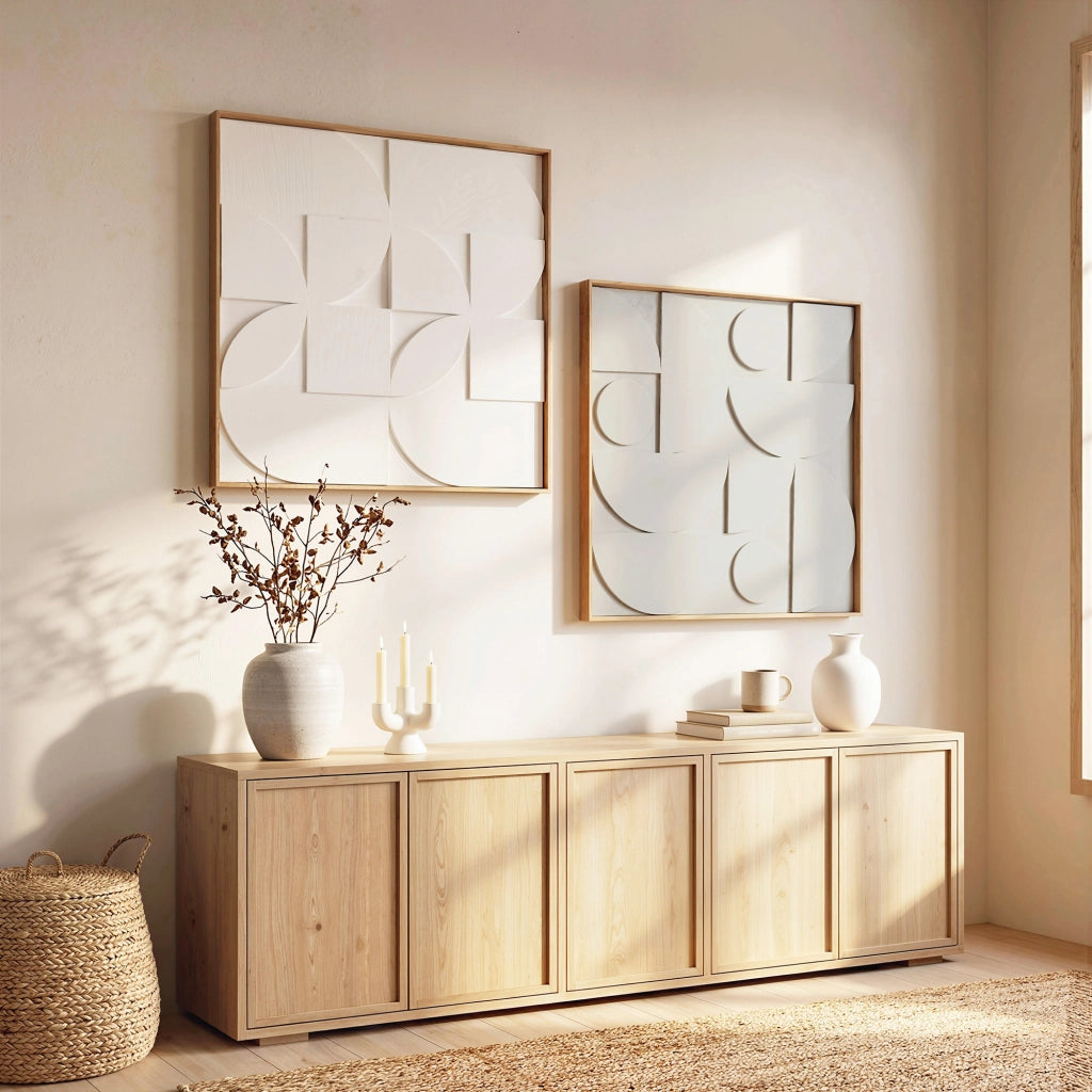 Decorazione Parete 3D Legno ¨C zephmum ¨C 2 Pezzi Bianco