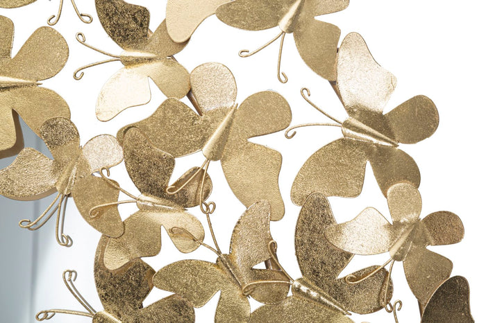 Specchio Glam Butterfly Wind Ø81,5x3,5 Misura Specchio Ø55 cm in Ferro Oro